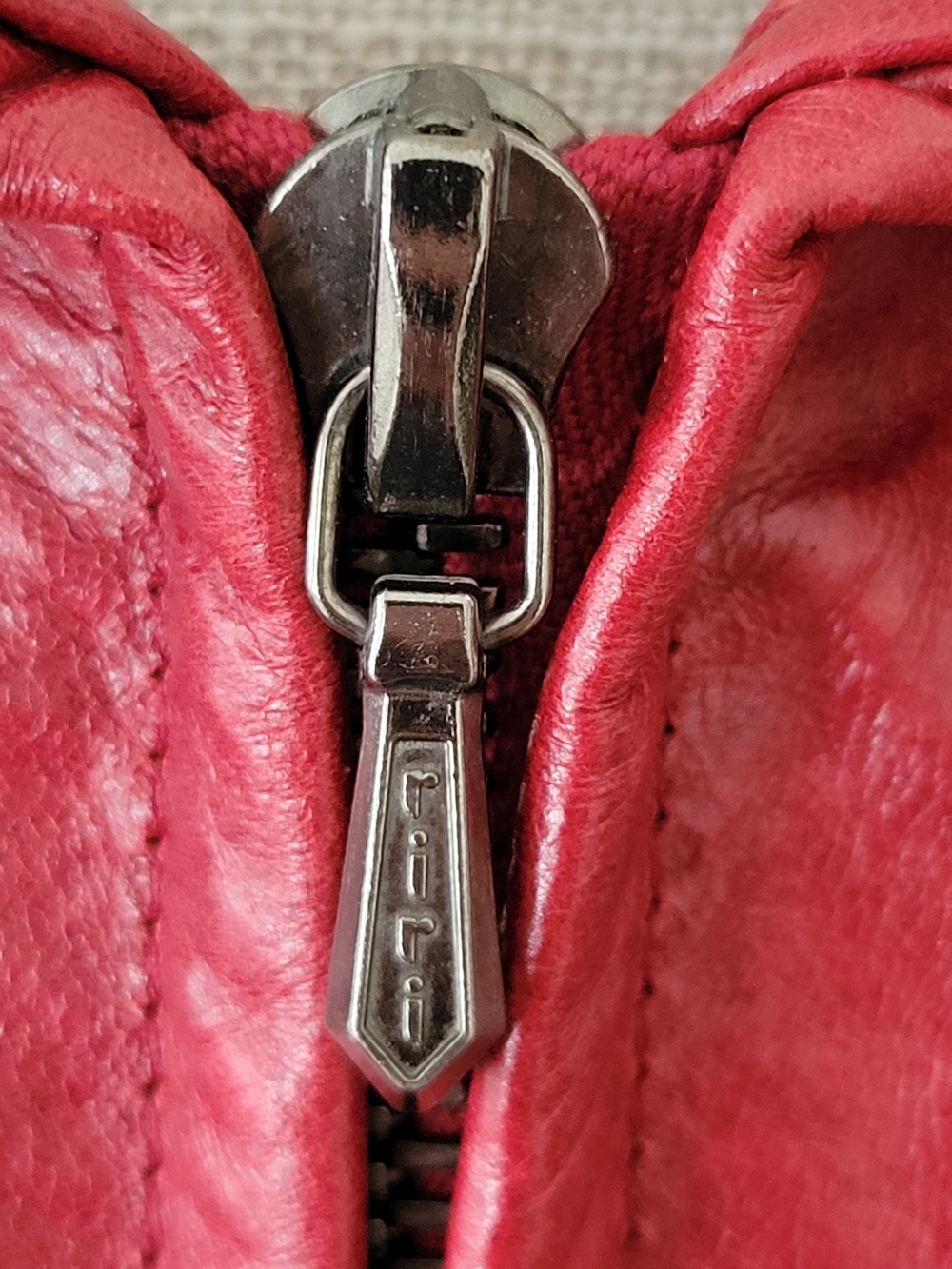 Vintage IDENTIFY Red Leather Matrix Trench Coat Sz 8 Canada Swiss Riri Zipper - Picture 9 of 16